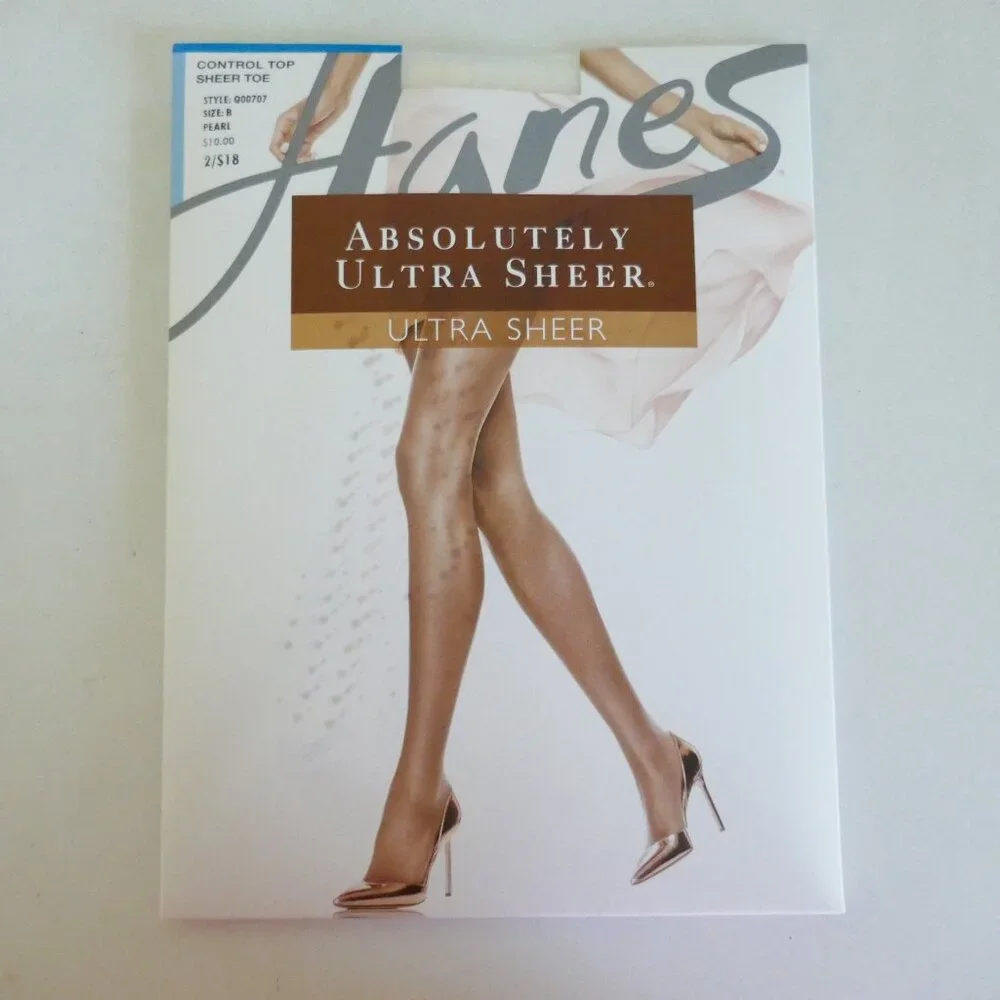 Hanes Absolutely Ultra Sheer pantyhose control top sandalfoot sz B color Pearl